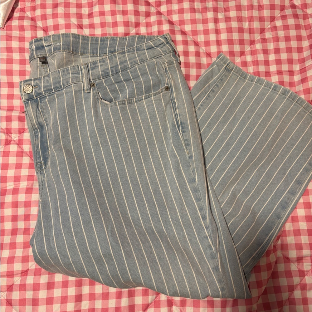 Torrid Light Blue and White Striped Jeans